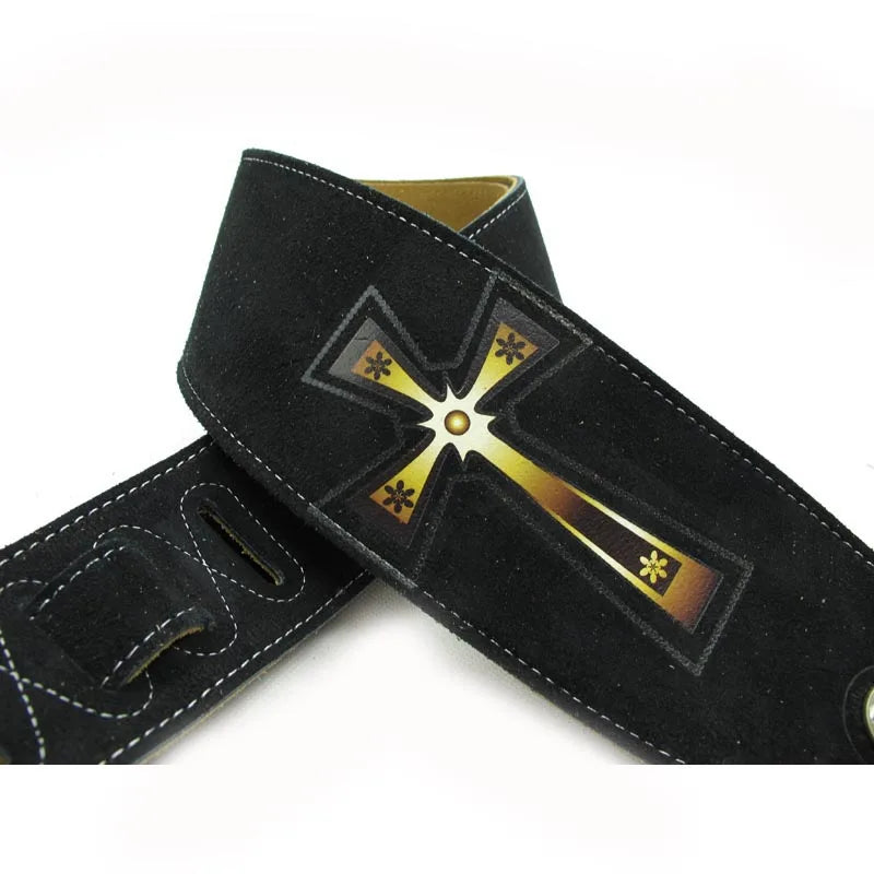 YUEKO Two Layer Leather Guitar Strap For Acoustic Electric Bass Guitar
