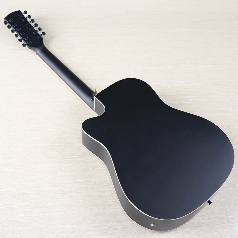 Acoustic Guitar 12 String Natural Color Black Color Full Size 41 Inch Folk Guitar Spruce Wood Top With Flaw