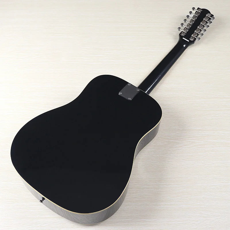 Acoustic Guitar 12 String Natural Color Black Color Full Size 41 Inch Folk Guitar Spruce Wood Top With Flaw