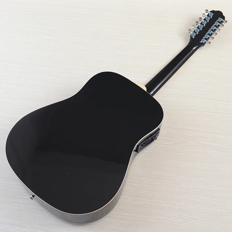 Acoustic Guitar 12 String Natural Color Black Color Full Size 41 Inch Folk Guitar Spruce Wood Top With Flaw