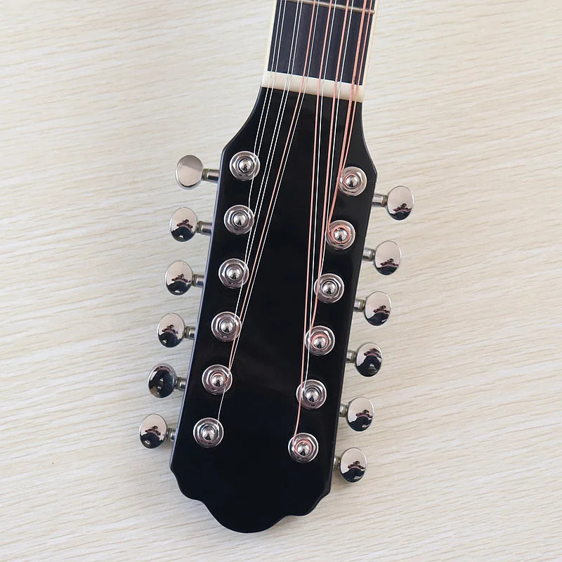 Acoustic Guitar 12 String Natural Color Black Color Full Size 41 Inch Folk Guitar Spruce Wood Top With Flaw