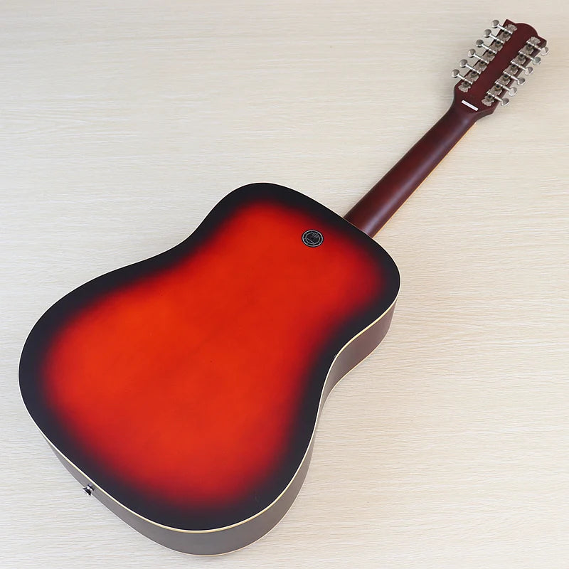 Acoustic Guitar 12 String Natural Color Black Color Full Size 41 Inch Folk Guitar Spruce Wood Top With Flaw