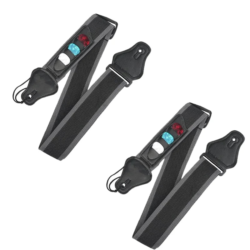 Adjustable Electric Guitar Strap with 3 Guitar Picks Holders PU Leather Ends Acoustic Guitar Bass Strap Belt Accessories