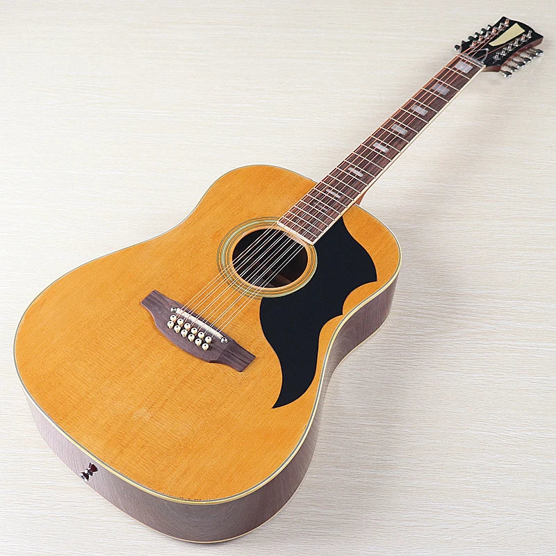 Acoustic Guitar 12 String Natural Color Black Color Full Size 41 Inch Folk Guitar Spruce Wood Top With Flaw