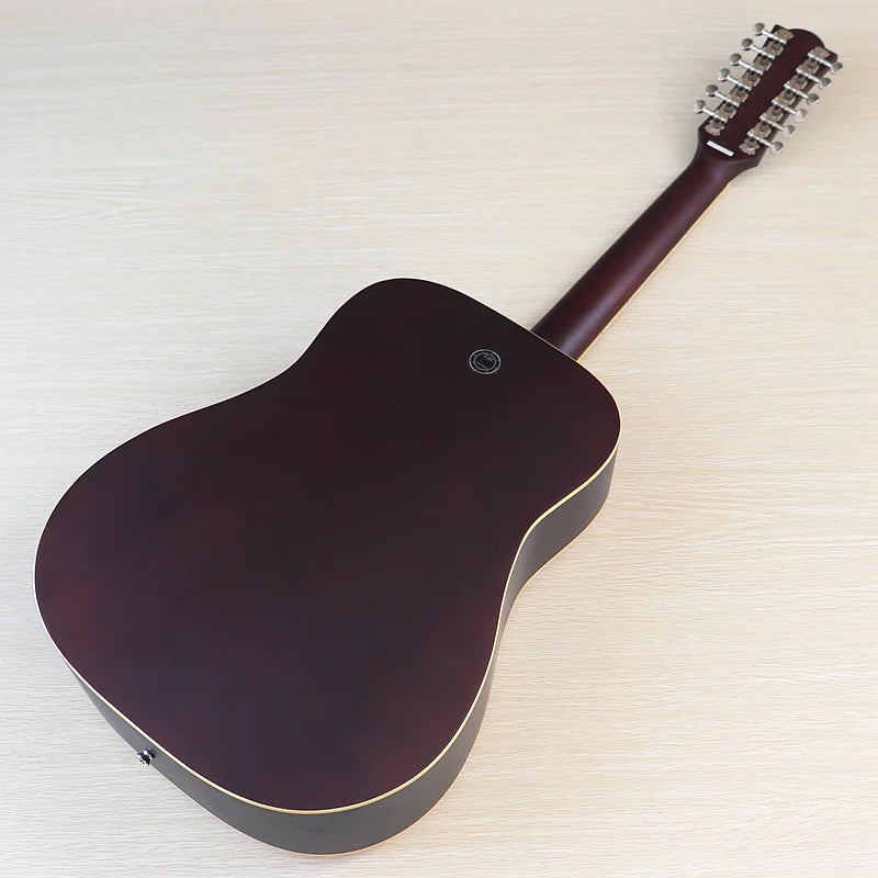 Acoustic Guitar 12 String Natural Color Black Color Full Size 41 Inch Folk Guitar Spruce Wood Top With Flaw