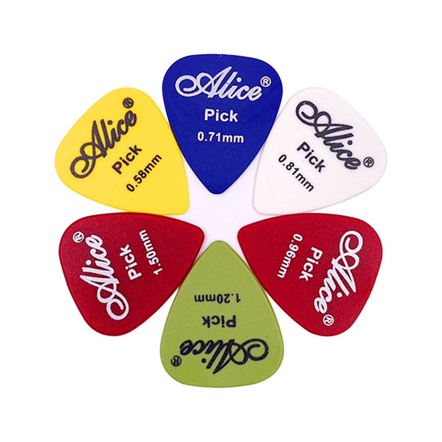 Miwayer 24/48pcs Alice Guitar Picks Non-slip ABS 0.58/0.71/0.81/0.96/1.20/1.50mm