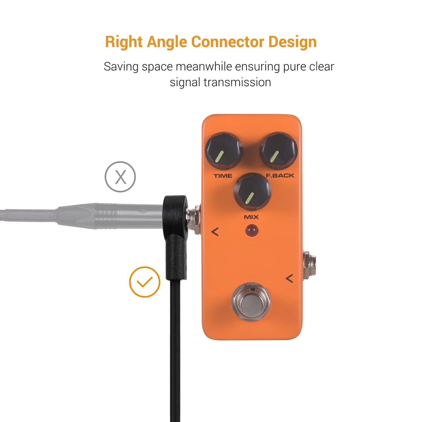 4 Pack Giant AC-8 Guitar Effect Pedal Flat Patch Cables 6" Length w/ 1/4" Right Angle Connectors