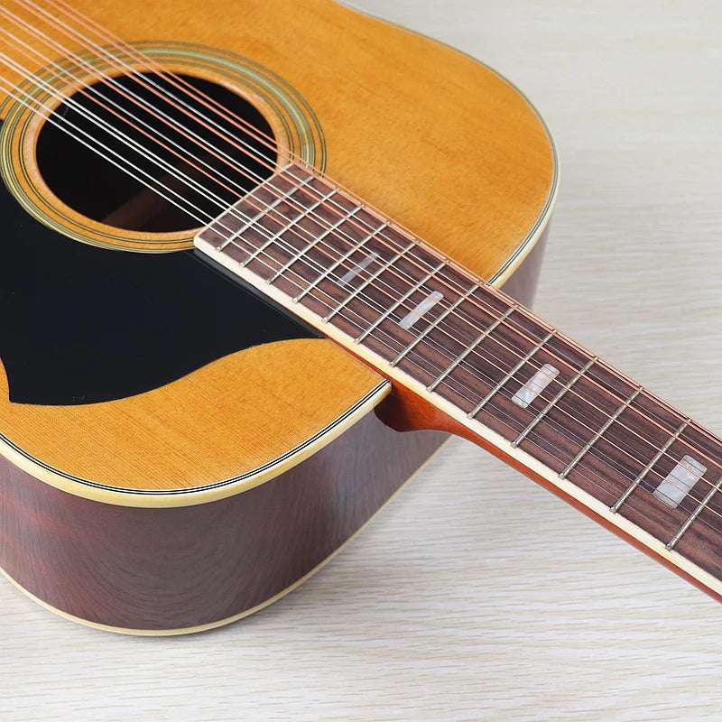 Acoustic Guitar 12 String Natural Color Black Color Full Size 41 Inch Folk Guitar Spruce Wood Top With Flaw
