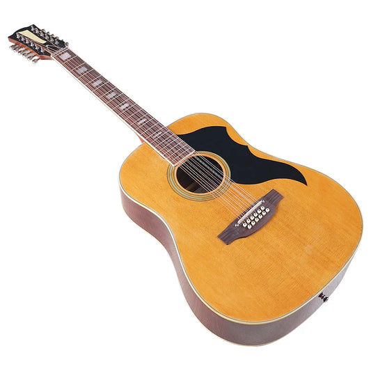 Acoustic Guitar 12 String Natural Color Black Color Full Size 41 Inch Folk Guitar Spruce Wood Top With Flaw