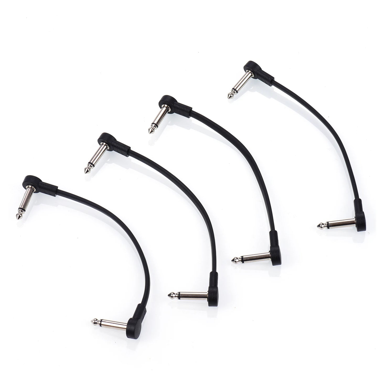 4 Pack Giant AC-8 Guitar Effect Pedal Flat Patch Cables 6" Length w/ 1/4" Right Angle Connectors