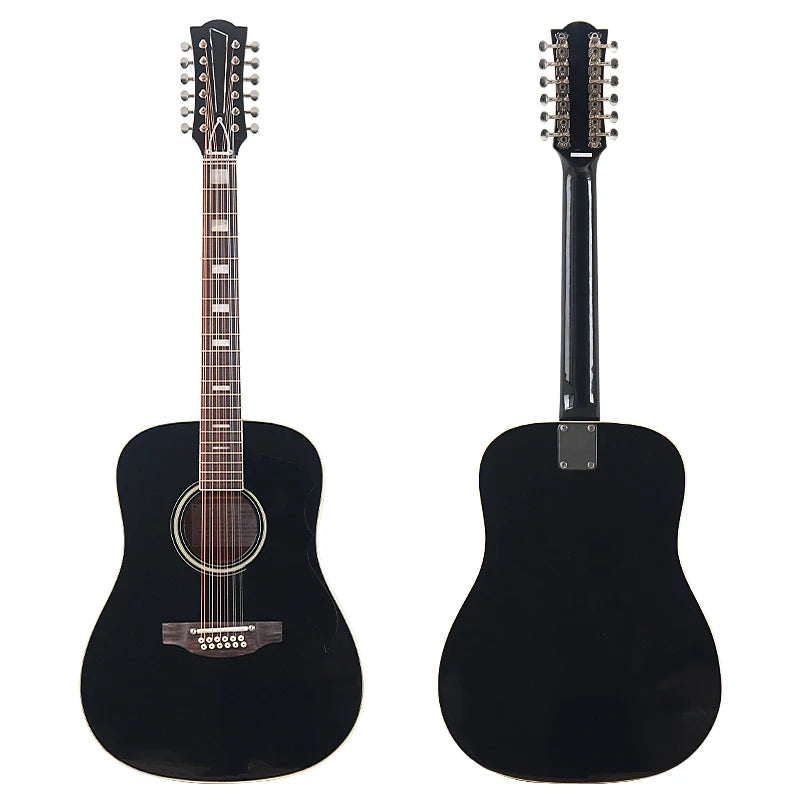 Acoustic Guitar 12 String Natural Color Black Color Full Size 41 Inch Folk Guitar Spruce Wood Top With Flaw