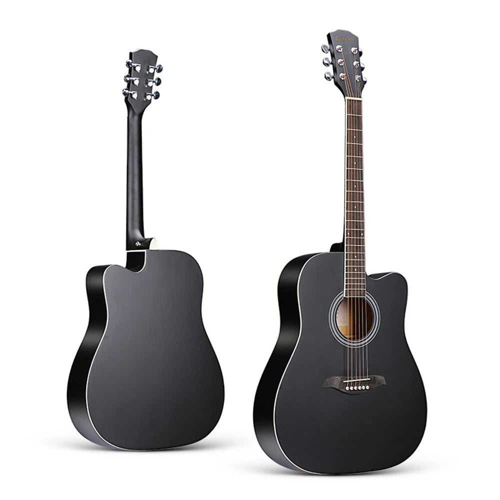 Kit de guitarra acústica de 38 pulgadas con cejilla, púas, funda y 6 cuerdas de acero