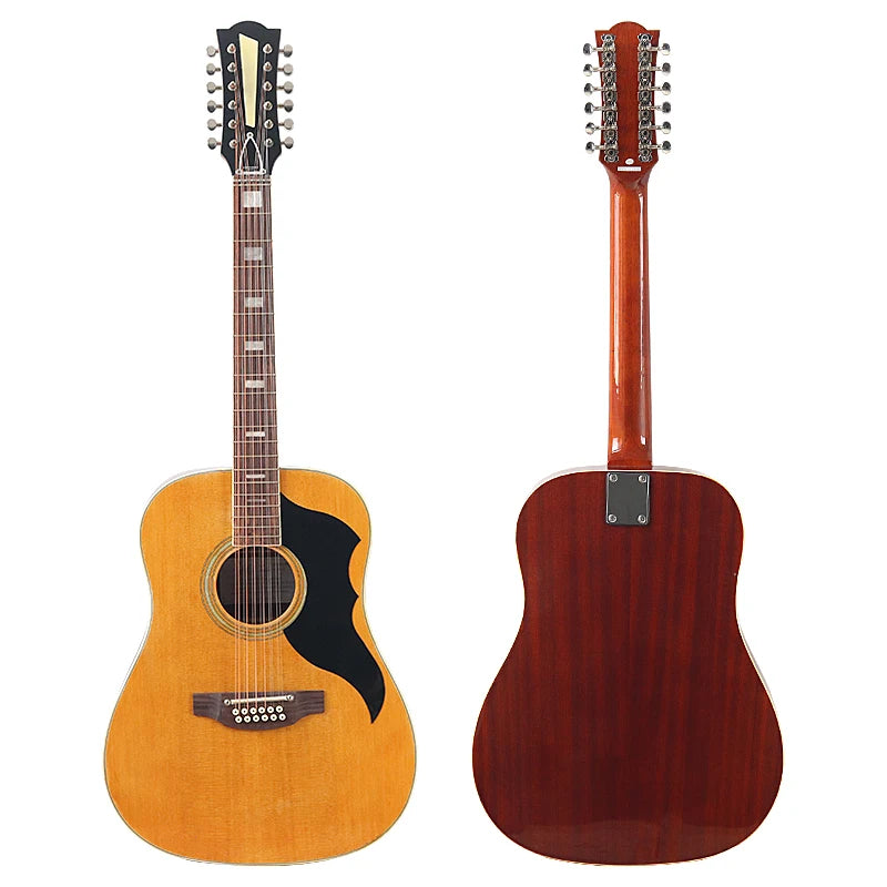 Acoustic Guitar 12 String Natural Color Black Color Full Size 41 Inch Folk Guitar Spruce Wood Top With Flaw