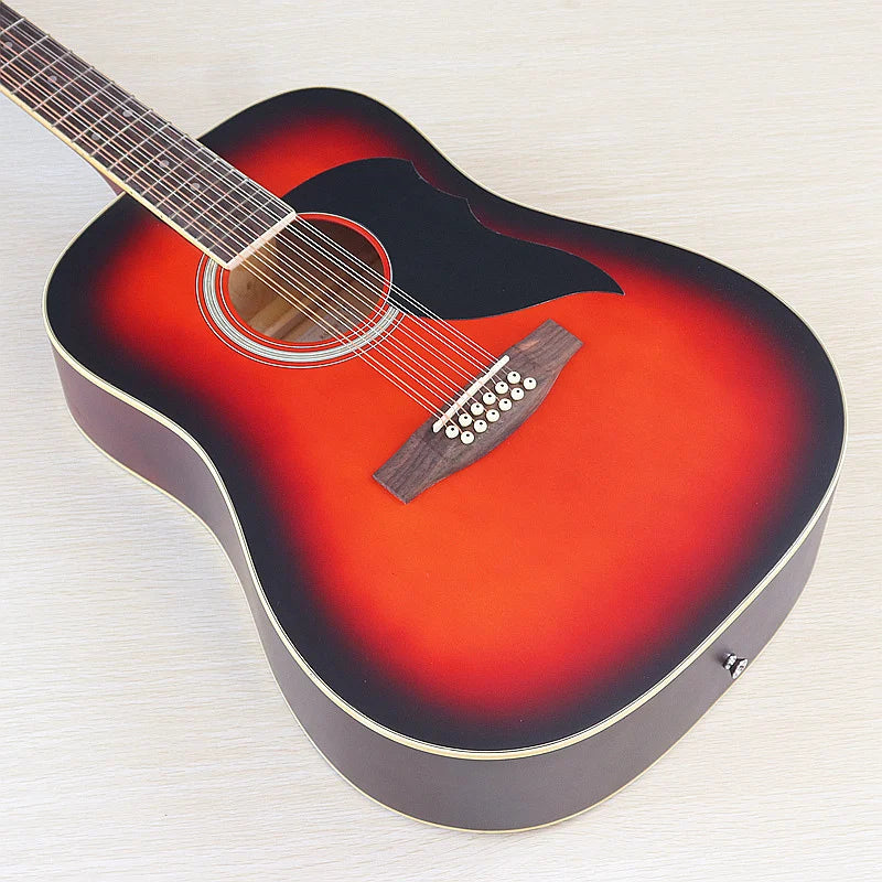 Acoustic Guitar 12 String Natural Color Black Color Full Size 41 Inch Folk Guitar Spruce Wood Top With Flaw