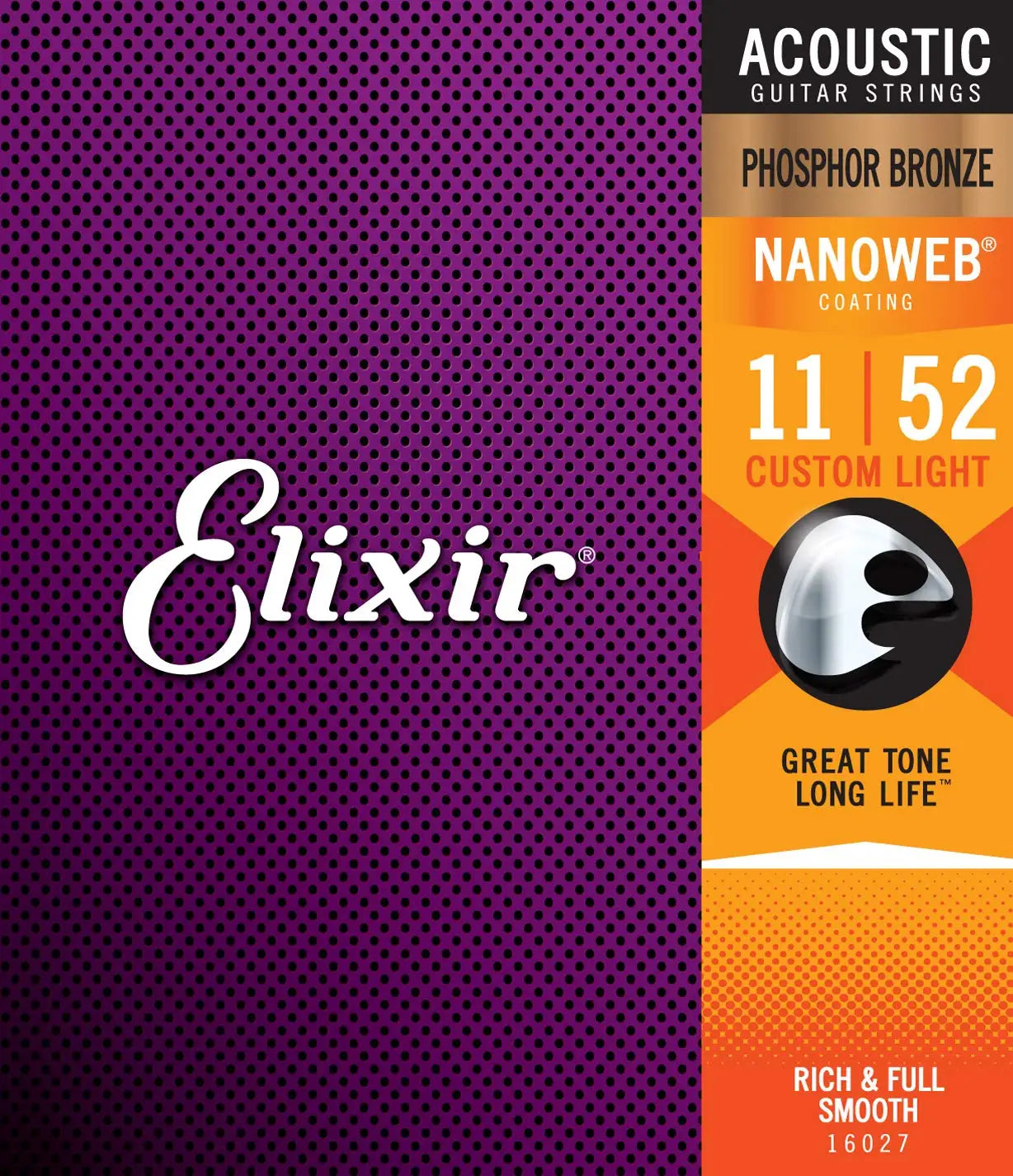 Elixir Nanoweb Acoustic / Electric Full Set Guitar Strings 16027 11052 11002 11027 16002 16052 12002 12052