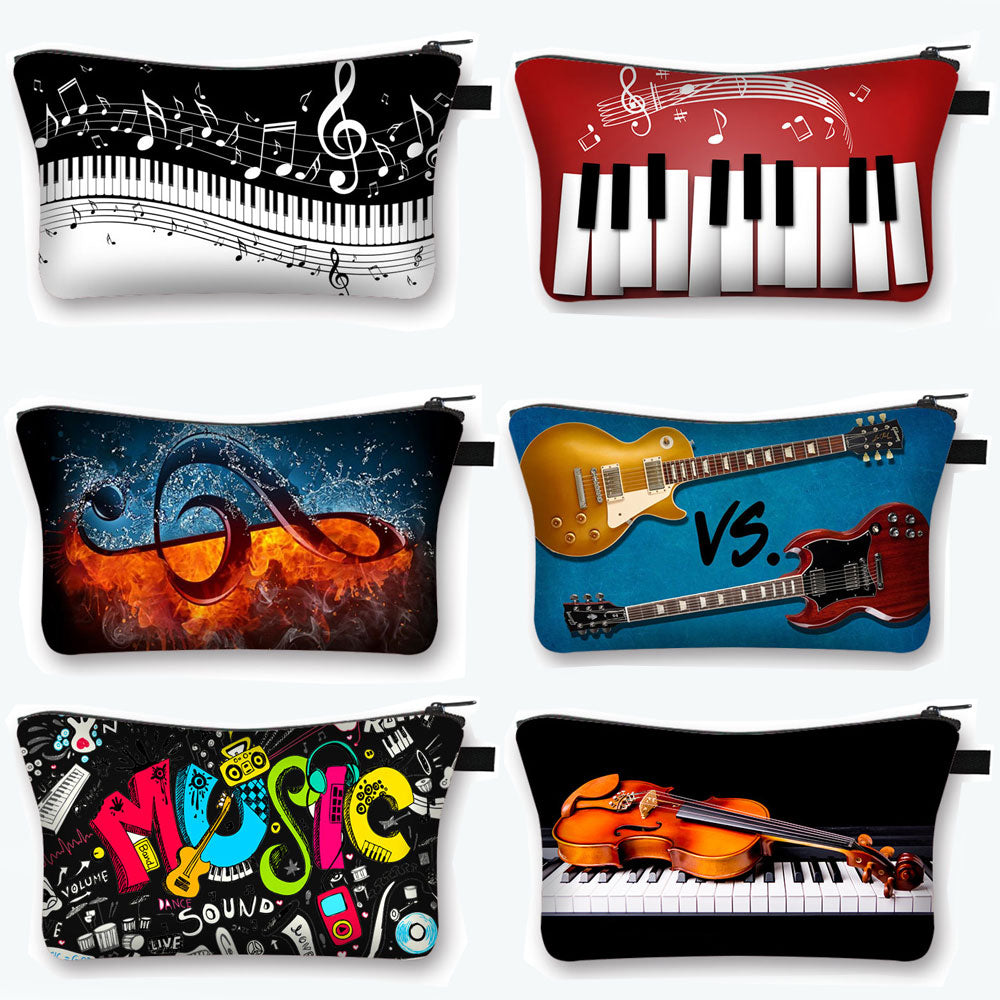 Music Notes Cosmetic Case Women Makeup Bags Piano