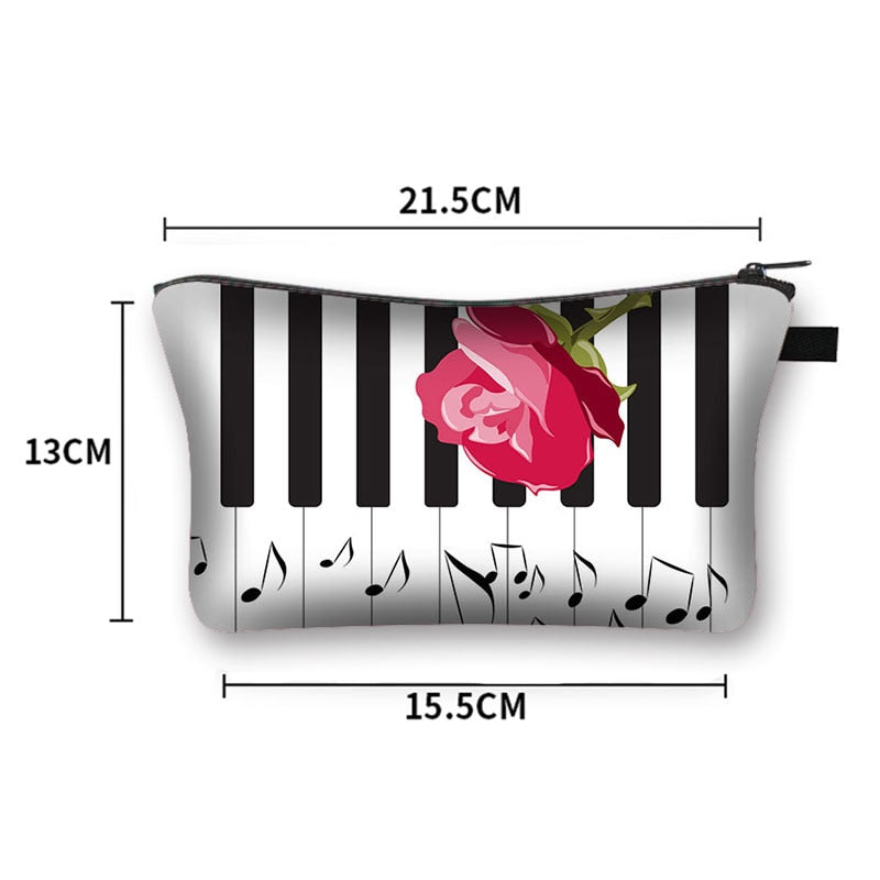 Music Notes Cosmetic Case Women Makeup Bags Piano