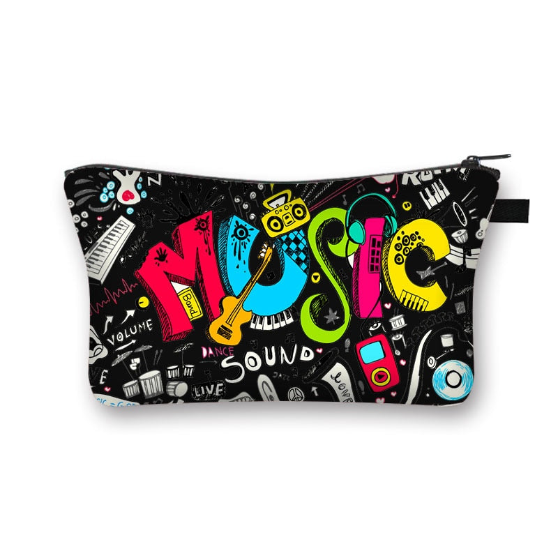 Music Notes Cosmetic Case Women Makeup Bags Piano