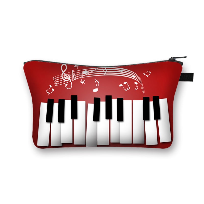 Music Notes Cosmetic Case Women Makeup Bags Piano