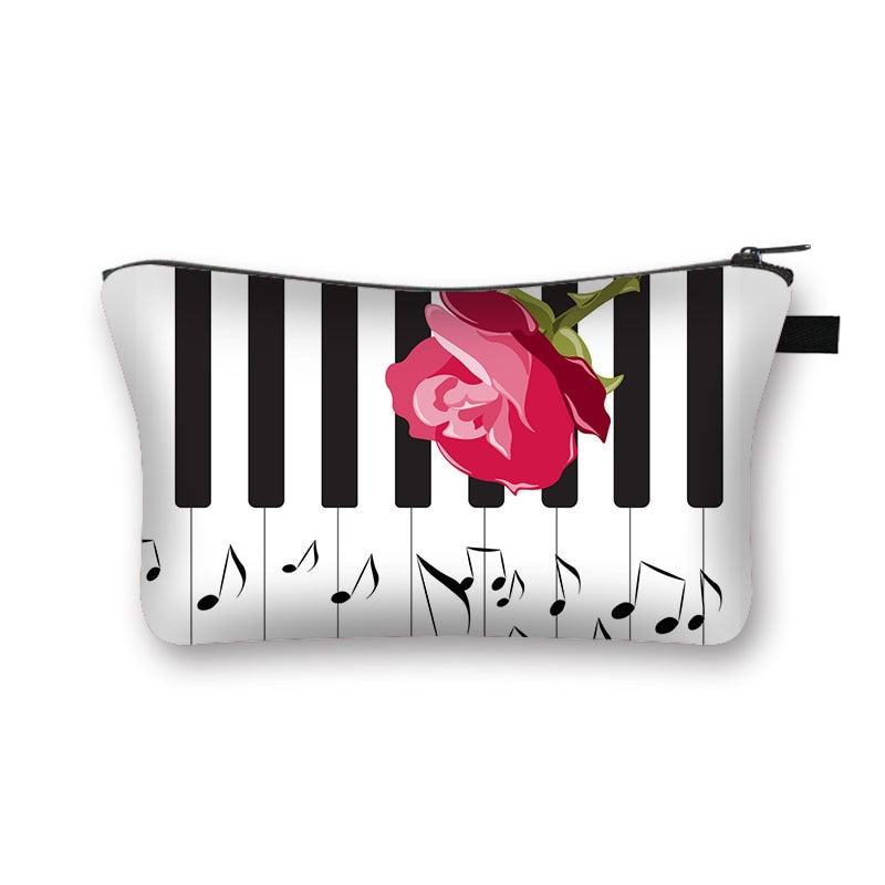 Music Notes Cosmetic Case Women Makeup Bags Piano