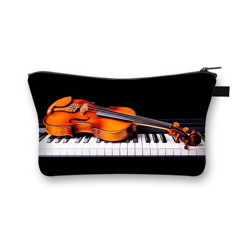 Music Notes Cosmetic Case Women Makeup Bags Piano