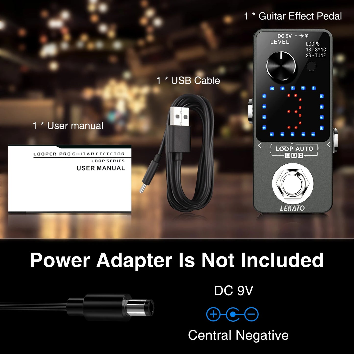 Lekato Guitar Looper Auto Effects for Electric 3 Wave Slot Per 6 Mins