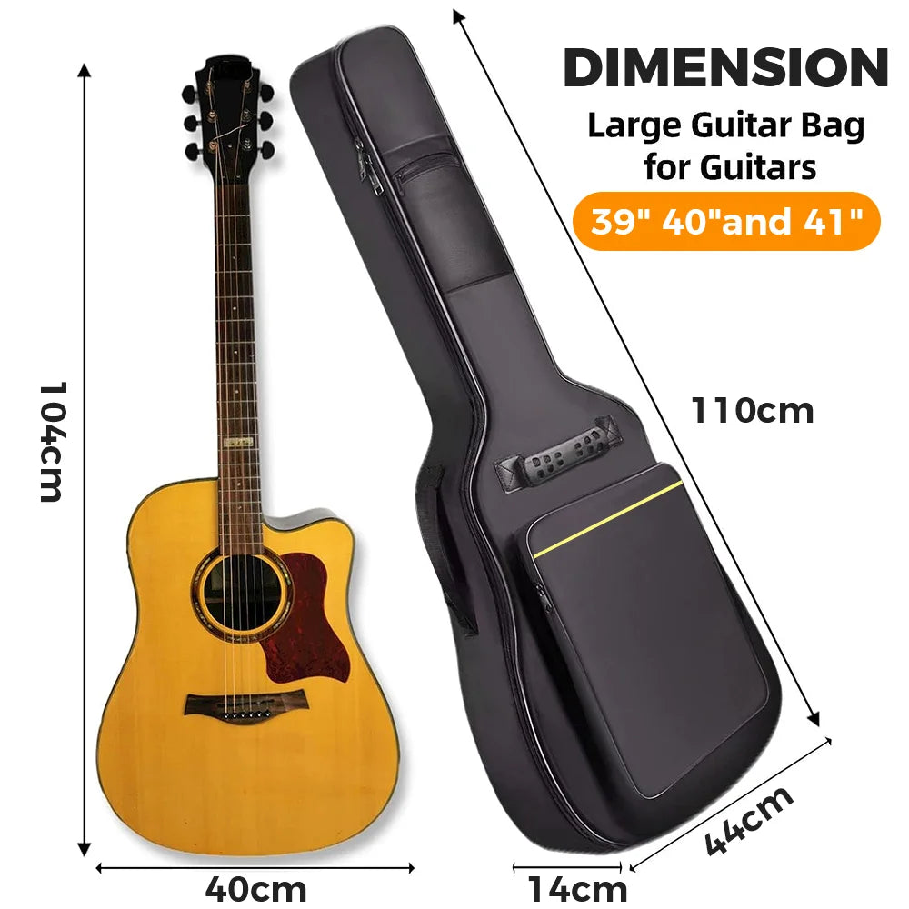 41 Inch Acoustic Guitar Bag Padding Resistant Dual Adjustable Shoulder Strap Guitar Case With Guitar Capo and 5 Guitar Picks