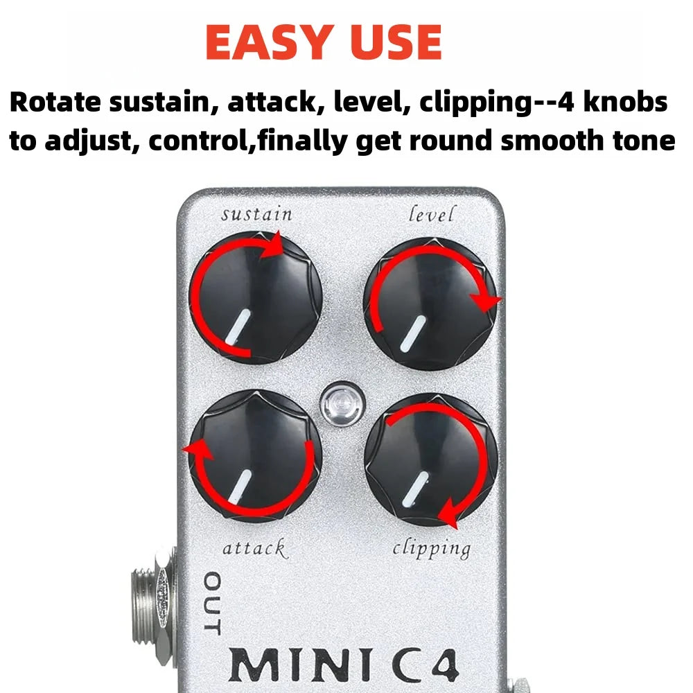 MOSKY Mini C4 Compressor Guitar Effect Pedal Metal Shell Pedal Effects True Bypass Guitar Parts Guitar Accessories