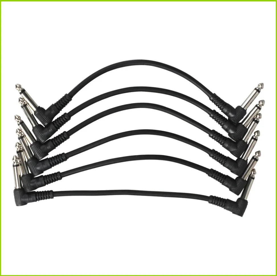 6Pcs Guitar Effect Pedal Cable Connecting Line 6.35Mm 1/4 Inch Audio Cable 6 Inch Right Angle Cord Copper Wire