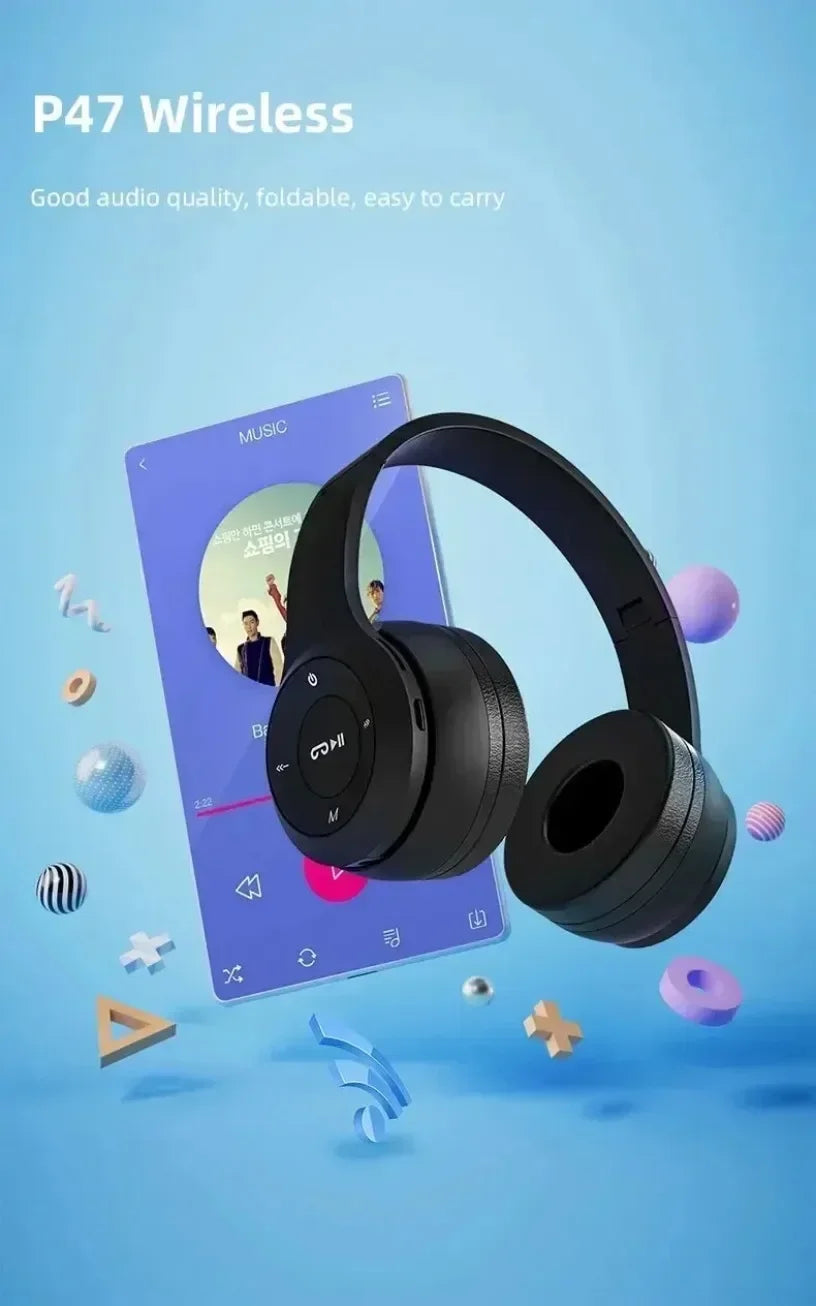 P47 Wireless bluetooth headphone With Mic Noise Cancelling Headsets Stereo Sound Earphones Sports Gaming Headphones Supports PC