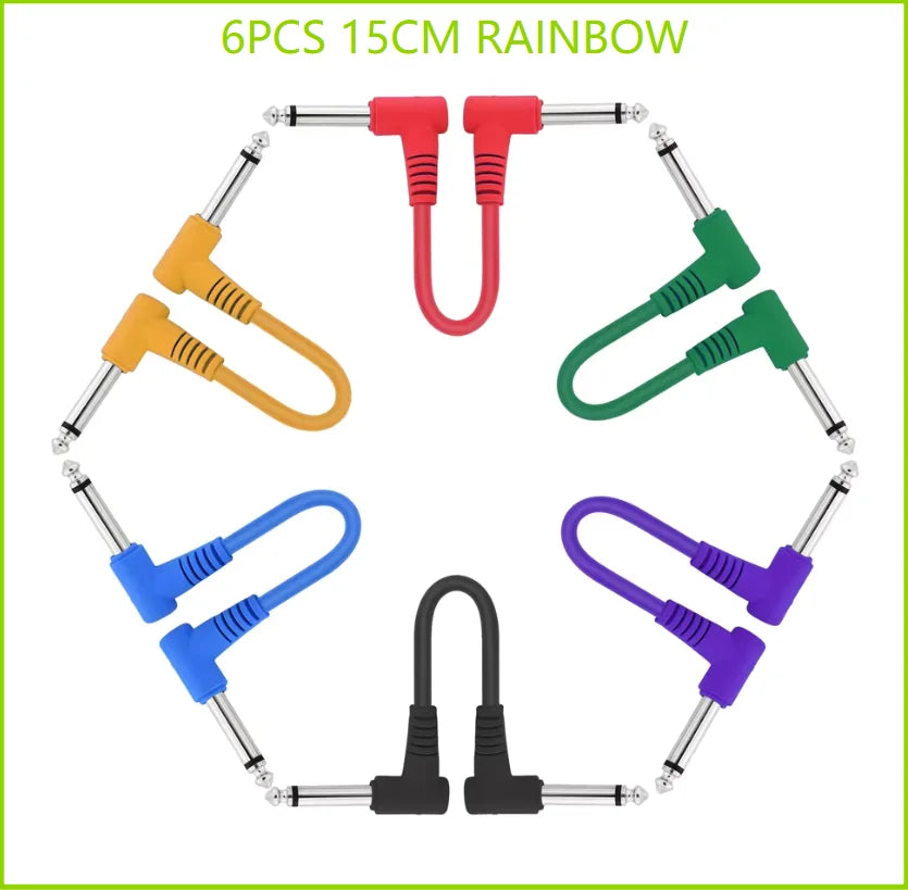 6Pcs Guitar Effect Pedal Cable Connecting Line 6.35Mm 1/4 Inch Audio Cable 6 Inch Right Angle Cord Copper Wire