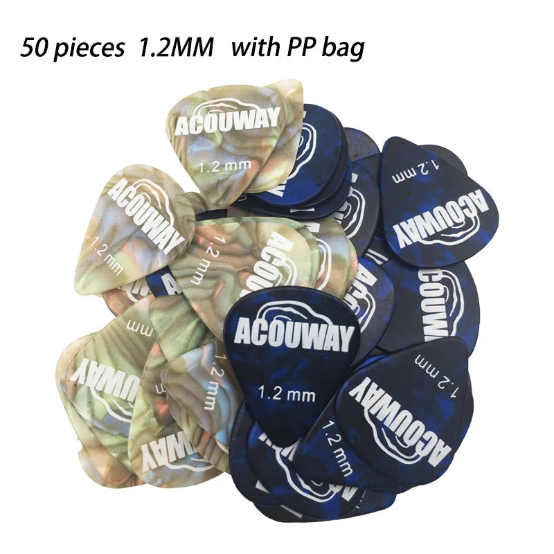 50 Pieces Celluloid Guitar Picks Mediator Thickness 0.46 /0.71/0.96/1.2 MM Electric Bass Pick Plectrum Guitar Accessories