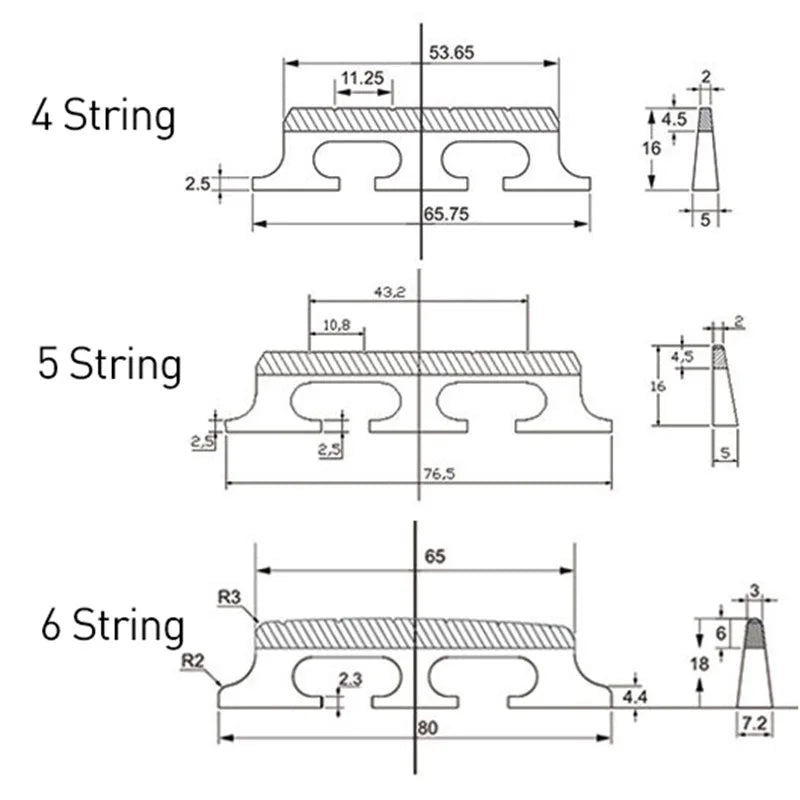 Maple And Ebony 3 Footed Banjo Bridge For 4 5 6-String Banjos