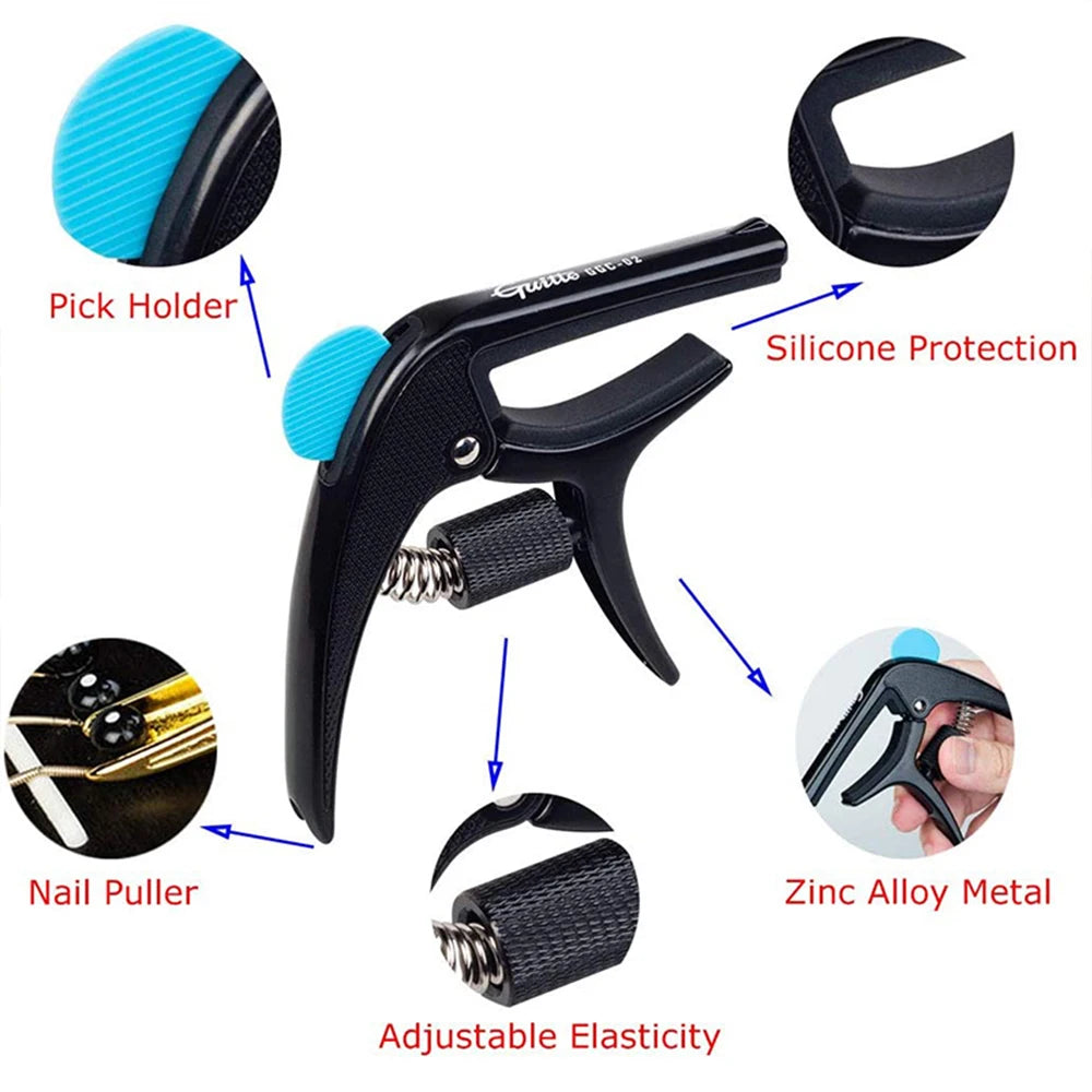 JOYO GGC-02 Guitar Capo Zinc Alloy Metal Capo Acoustic Electric Guitar Tuning Clamp with Nail Puller Mucial Instruments Parts