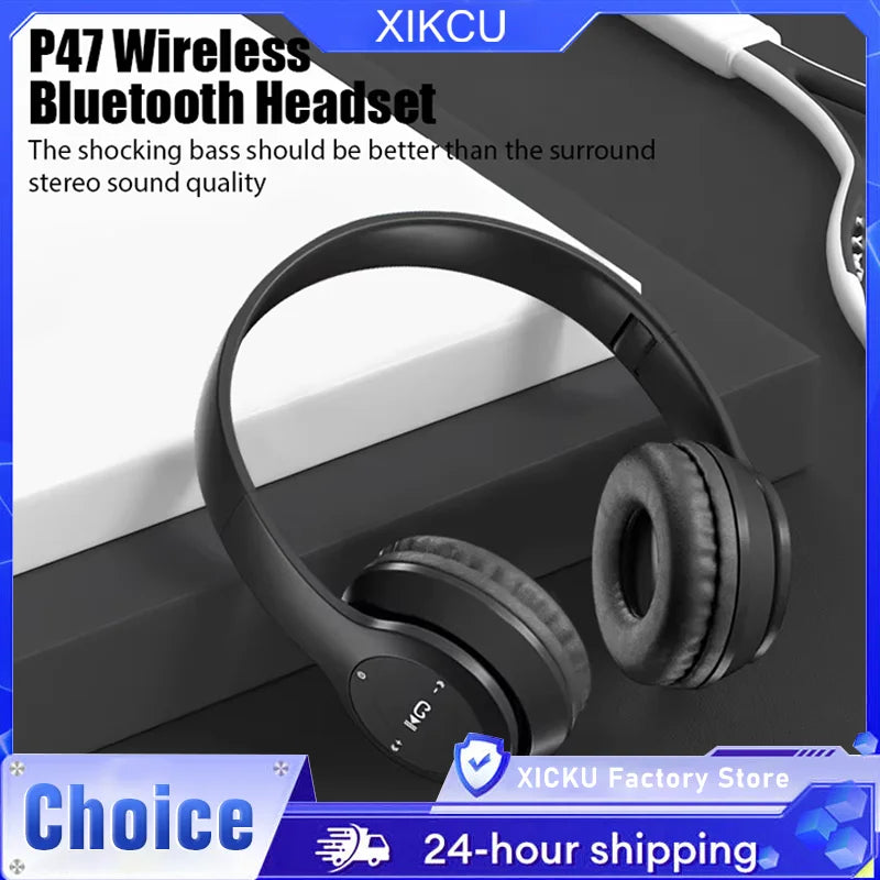 P47 Wireless bluetooth headphone With Mic Noise Cancelling Headsets Stereo Sound Earphones Sports Gaming Headphones Supports PC