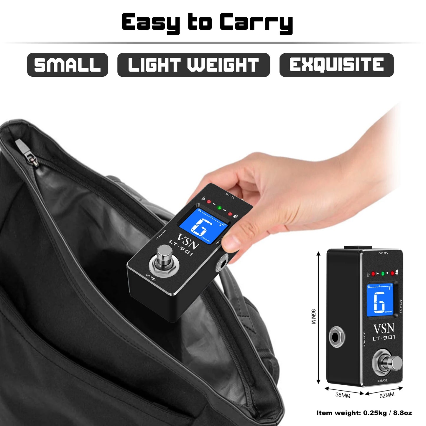Tuner Pedal,Chromatic Guitar Tuner Pedal Fast and Accuate Tuner for High Precision ± 1 Cent with Pitch Indicator for Pedal
