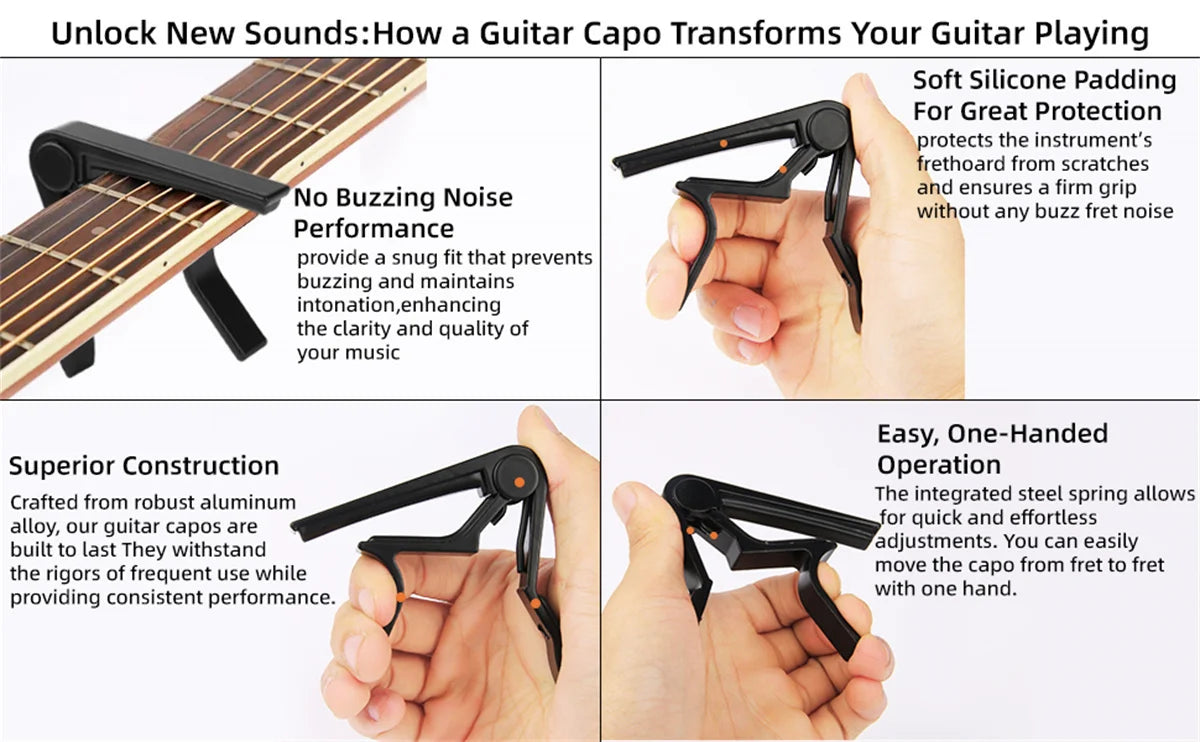 Miwayer Guitar Capo - Precision Tuning, Buzz-Free Design for 6-String Acoustic, Electric & Classical Guitars + Ukulele