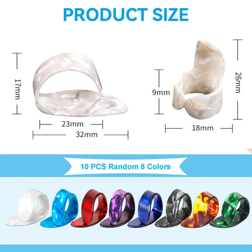 10pcs Guitar Finger Picks Thumb/Index Sizes Fingerstyle Protector Anti-Slip Design Bass Acoustic/Electric Guitar