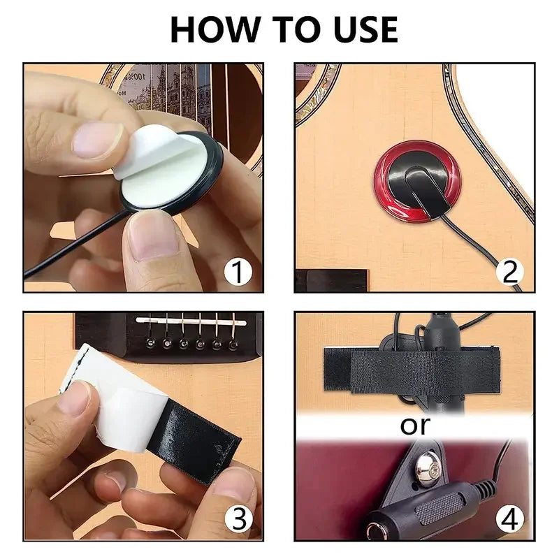 Professional-Grade Acoustic Guitar Pickup Piezo Contact Pickup for Guitar Ukulele  Banjo, Kalimba, Harp -Easy to install