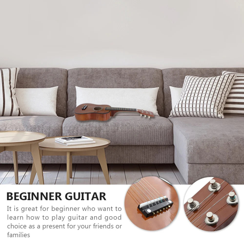 Kids Guitar Musical 23 Inch Classical Ukulele Educational Acoustic 6-String Beginner Instrument Brown Folk Acoustic Guitar