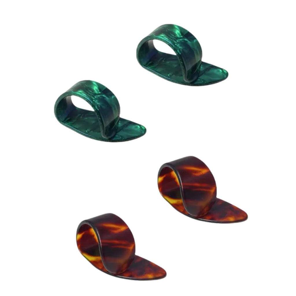 4Pcs Guitar Thumb Picks & Finger Picks,2 Colors Celluloid Flat Thumbpicks /Guitar Replacement Instrument Playing Accessories