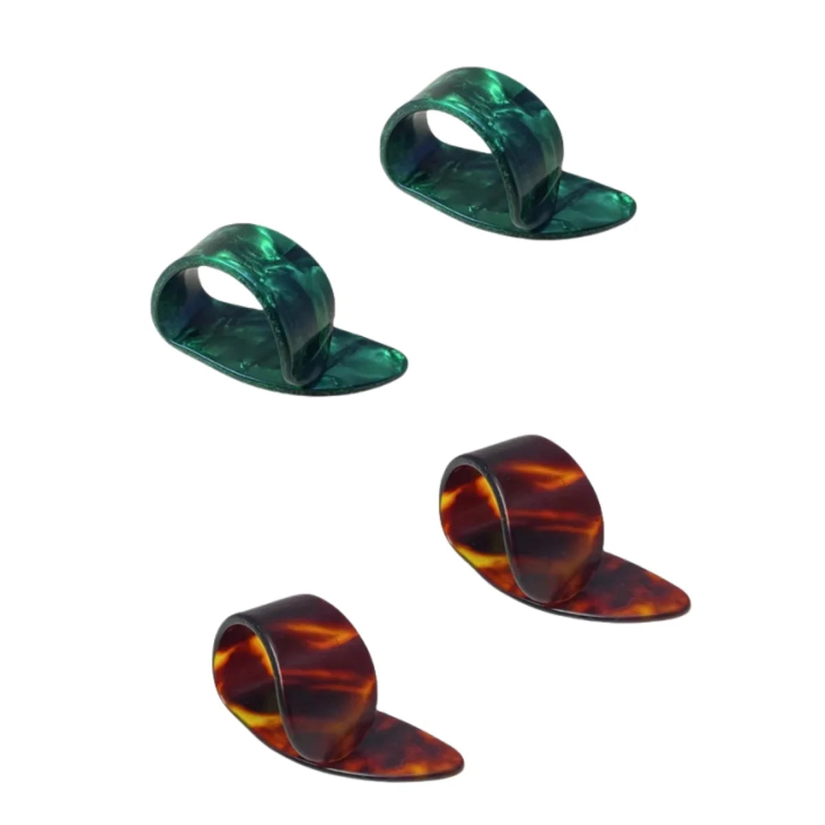 4Pcs Guitar Thumb Picks & Finger Picks,2 Colors Celluloid Flat Thumbpicks /Guitar Replacement Instrument Playing Accessories