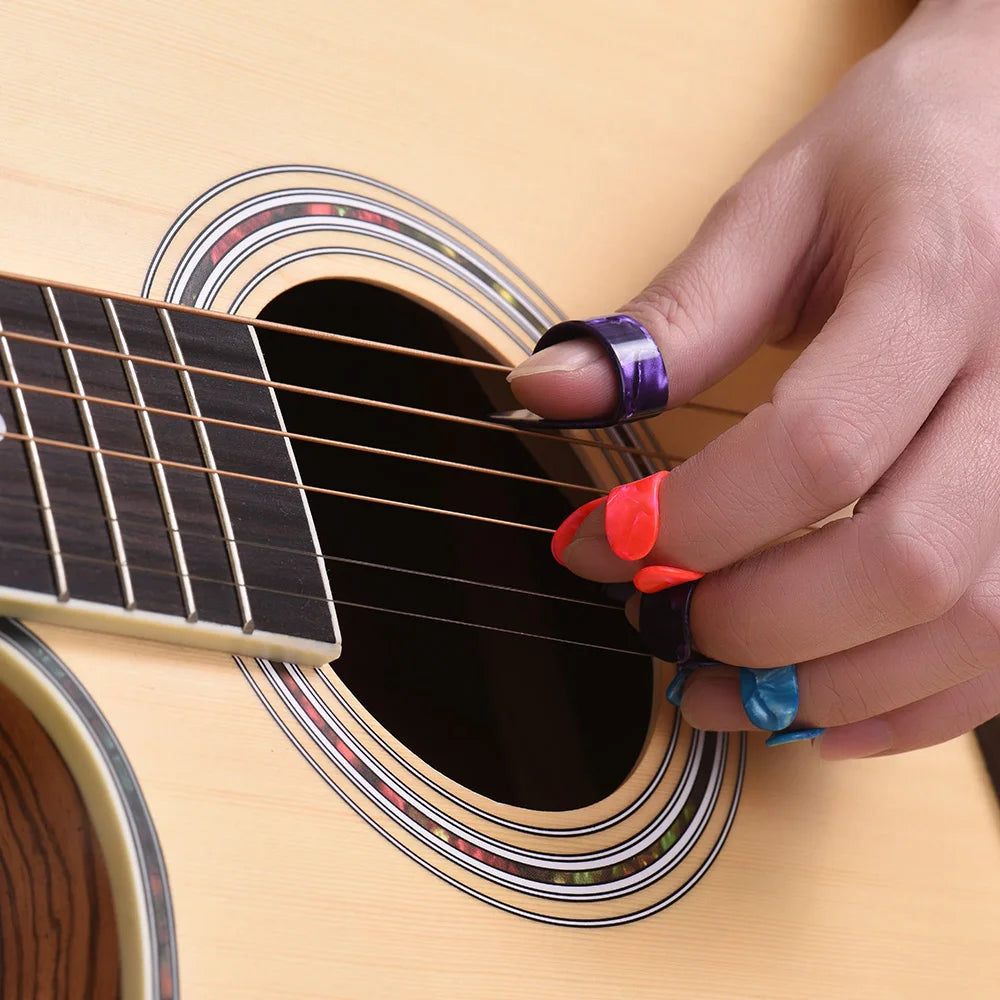 Guitar Slides Set Includes 3 Glass Slides (5.1cm/ 6cm/ 7cm) + 1 Stainless Steel Slide (6cm) + 4pcs Celluloid Thumb & Finger Pick