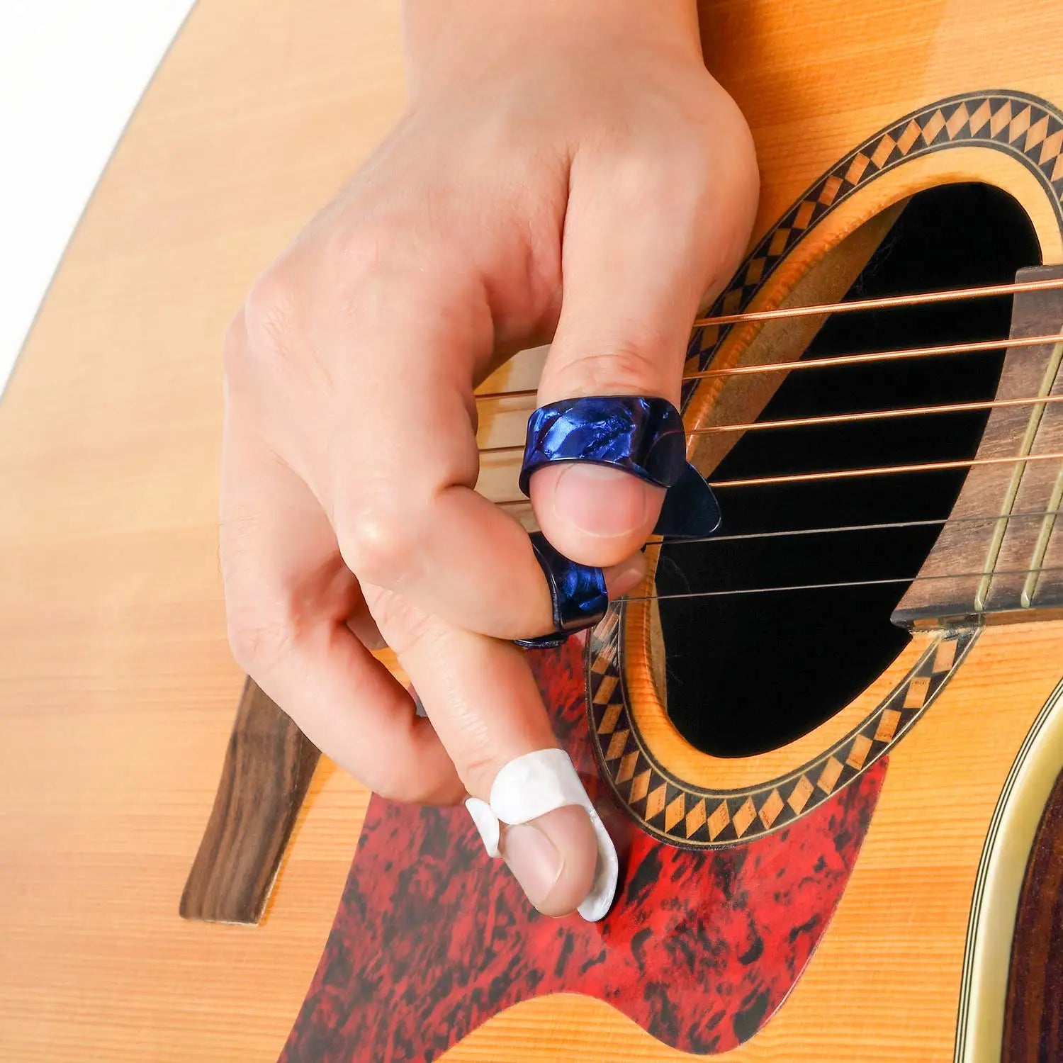 10pcs Guitar Finger Picks Thumb/Index Sizes Fingerstyle Protector Anti-Slip Design Bass Acoustic/Electric Guitar