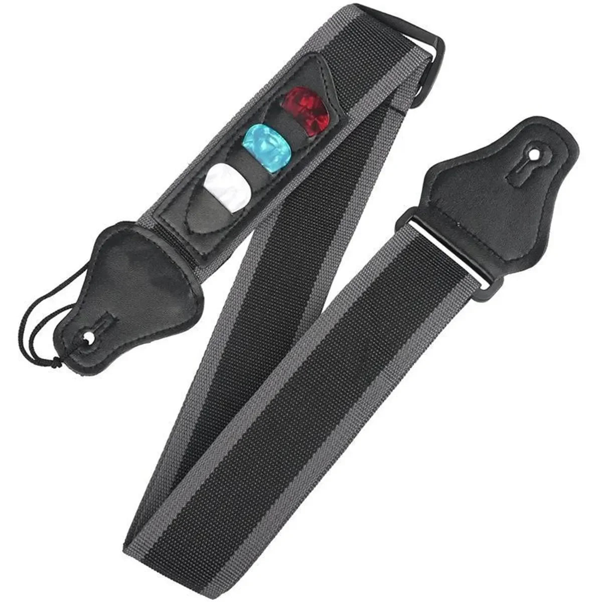 Adjustable Electric Guitar Strap with 3 Guitar Picks Holders PU Leather Ends Acoustic Guitar Bass Strap Belt Accessories