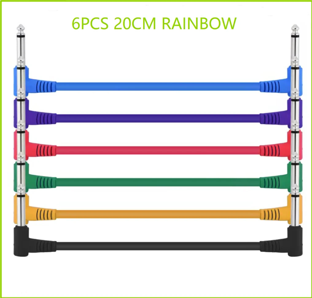 6Pcs Guitar Effect Pedal Cable Connecting Line 6.35Mm 1/4 Inch Audio Cable 6 Inch Right Angle Cord Copper Wire