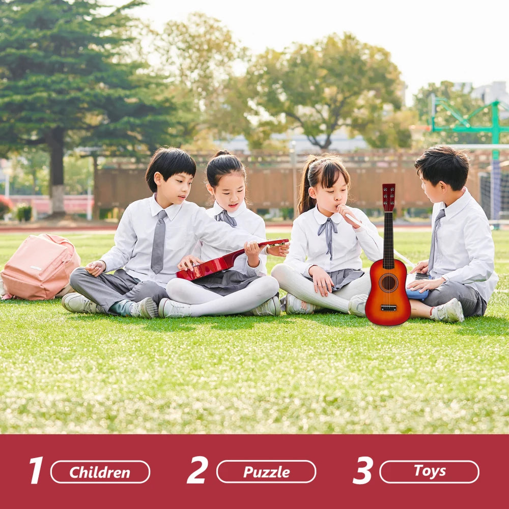 Kids Guitar Musical 23 Inch Classical Ukulele Educational Acoustic 6-String Beginner Instrument Brown Folk Acoustic Guitar