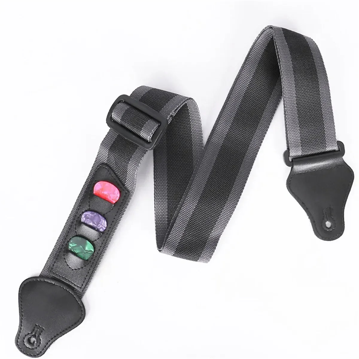 Adjustable Electric Guitar Strap with 3 Guitar Picks Holders PU Leather Ends Acoustic Guitar Bass Strap Belt Accessories