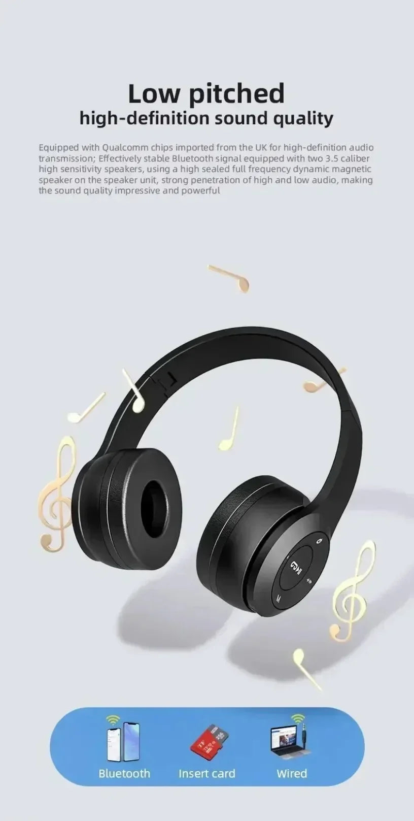 P47 Wireless bluetooth headphone With Mic Noise Cancelling Headsets Stereo Sound Earphones Sports Gaming Headphones Supports PC