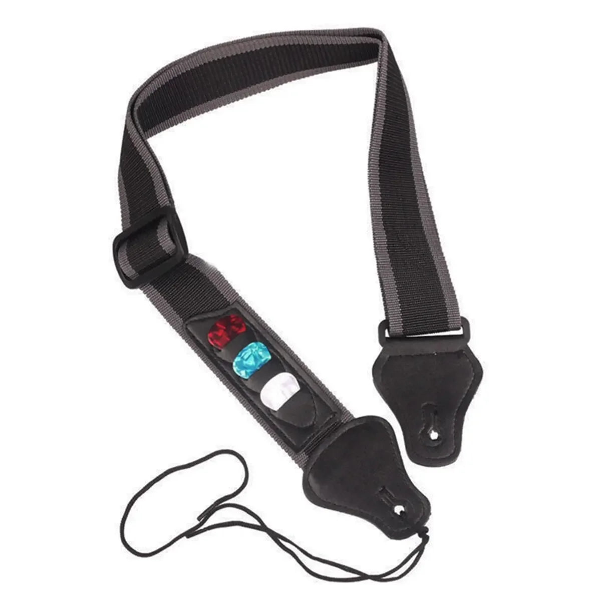 Adjustable Electric Guitar Strap with 3 Guitar Picks Holders PU Leather Ends Acoustic Guitar Bass Strap Belt Accessories